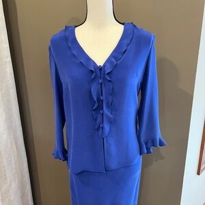 Jones New York Royal Blue 100% Silk Two Piece Maxi Dress, Size 6